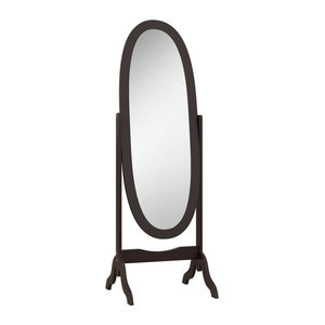 HOMCOM Standspiegel oval im Shabby-Chic Landhausstil aus Holz in Braun, neigbar, H x B x T: 147 x 48 x 46 cm