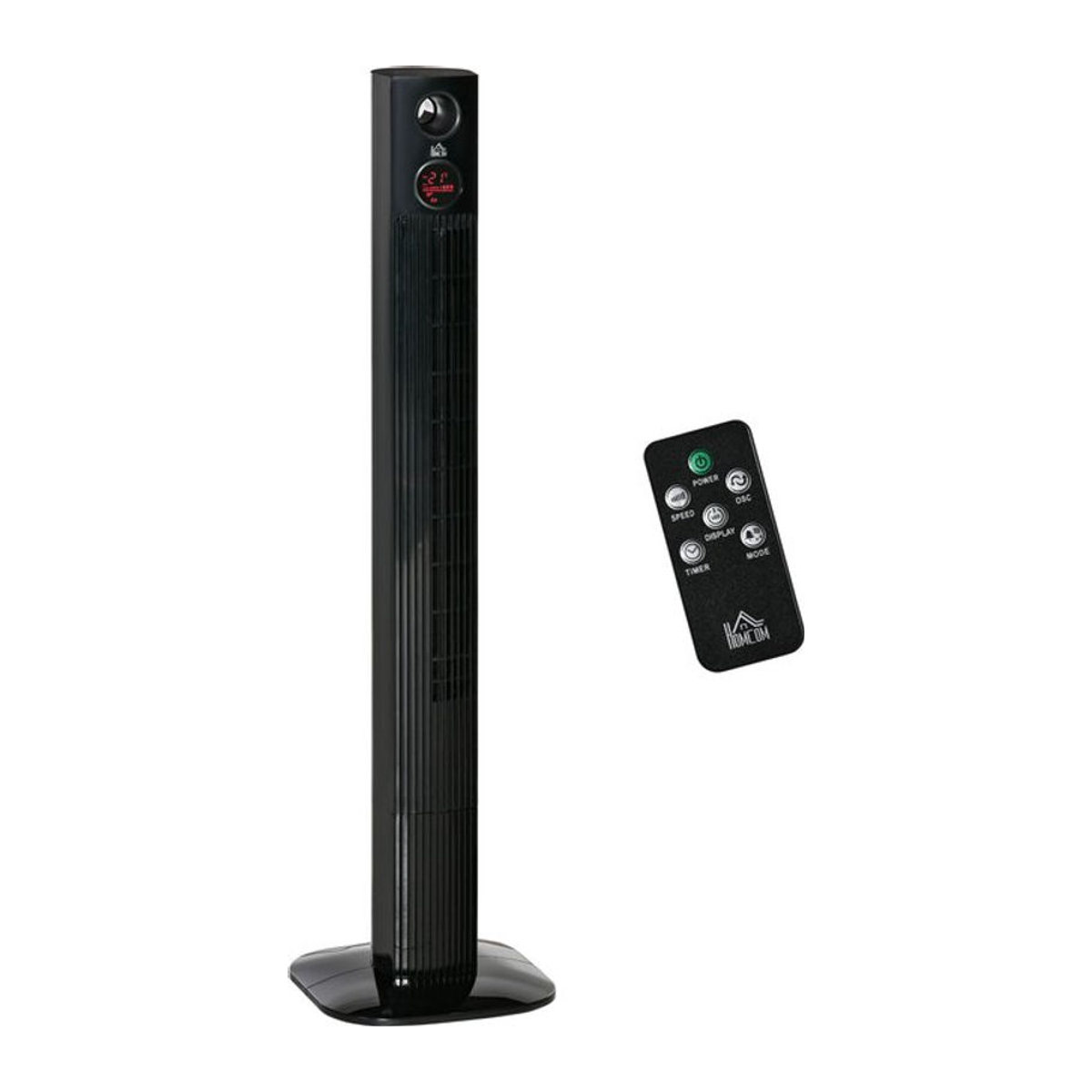 HOMCOM Standventilator mit Fernbedienung und Aroma-Diffusor, 45W, 3 Belüftungsstufen, 70° Oszillation, Schwarz, B/T/H: 31,5 x 31,5 x 117 cm - Bild 1