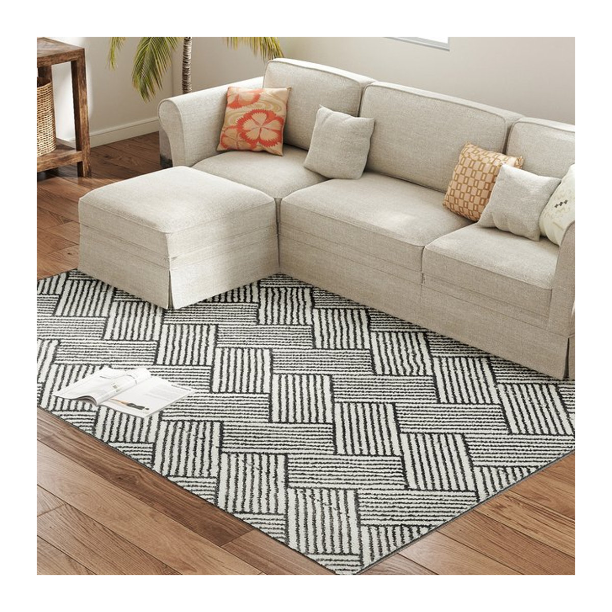 HOMCOM Teppich für Wohnzimmer Schlafzimmer und Büro in Hellgrau mit kurzem Flor, B/B: 200 x 140 cm - Bild 1