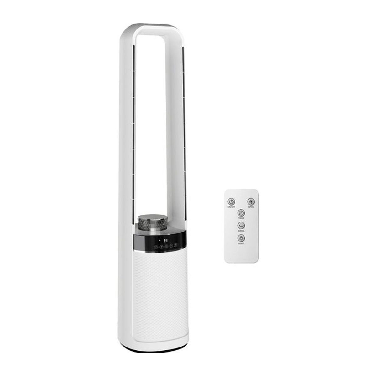 HOMCOM Turmventilator ohne Rotorblätter in Weiß mit 45 Grad Oszillation, LED-Leuchte, 3 Geschwindigkeiten, 12 Stunden Timer und Fernbedienung, Höhe: 93,3 cm - Bild 1