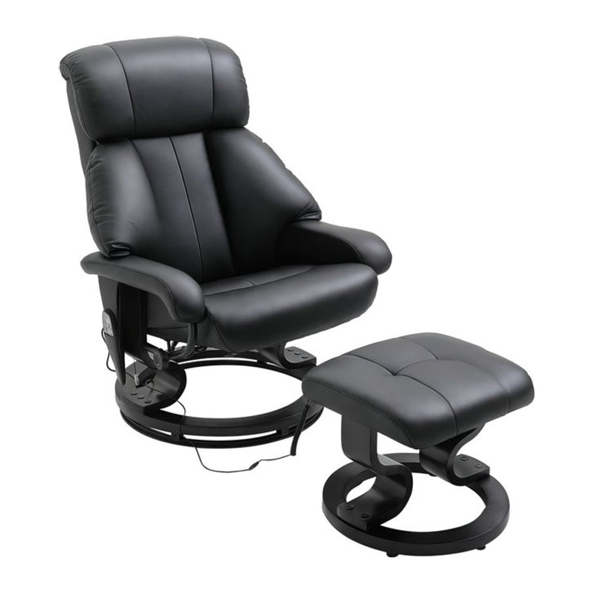 HOMCOM TV Sessel mit Liegefunktion in Schwarz aus Kunstleder, 360 Grad drehbar mit hoher Rückenlehne, Tiefe: 76 cm, Breite: 80 cm, Höhe: 102 cm - Bild 1