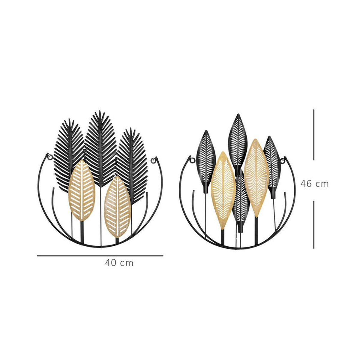 HOMCOM Wand-Element Dekoration in Schwarz und Natur, modern und abstrakt, aus Metall und Polypropylen, B/H/T: 3 x 40 x 46 cm - Bild 2