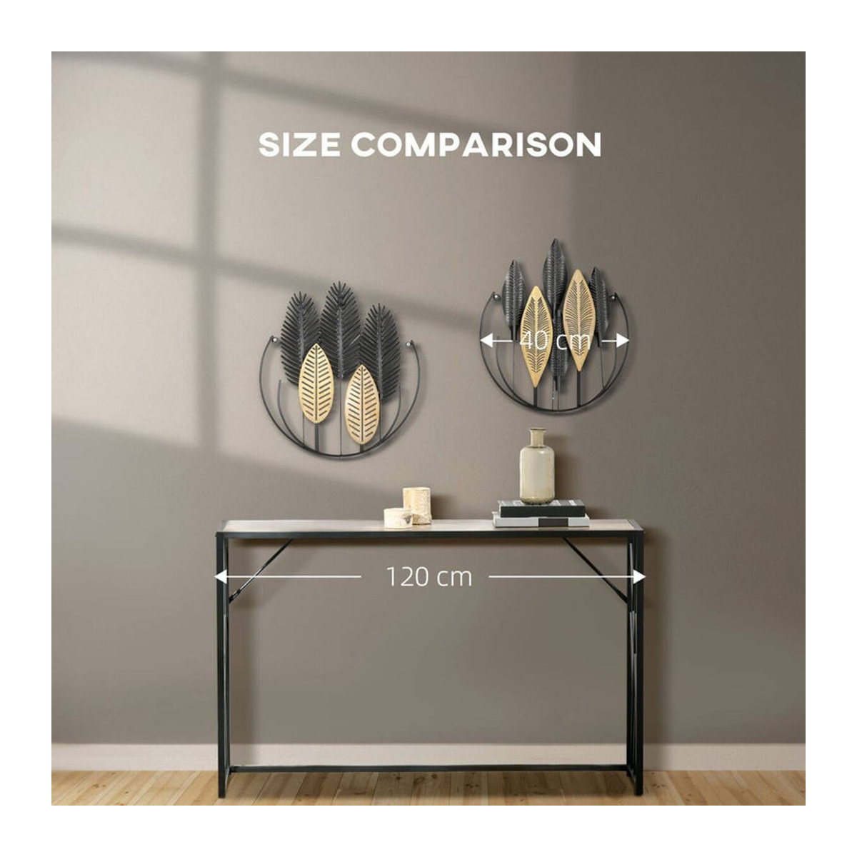 HOMCOM Wand-Element Dekoration in Schwarz und Natur, modern und abstrakt, aus Metall und Polypropylen, B/H/T: 3 x 40 x 46 cm - Bild 4