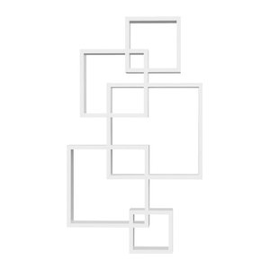 HOMCOM Wandregal Schweberegal aus Tannenholz in Weiß mit 5 Würfeln und 9 Fächern, H: 86 cm, B: 49,5 cm, T: 10,2 cm
