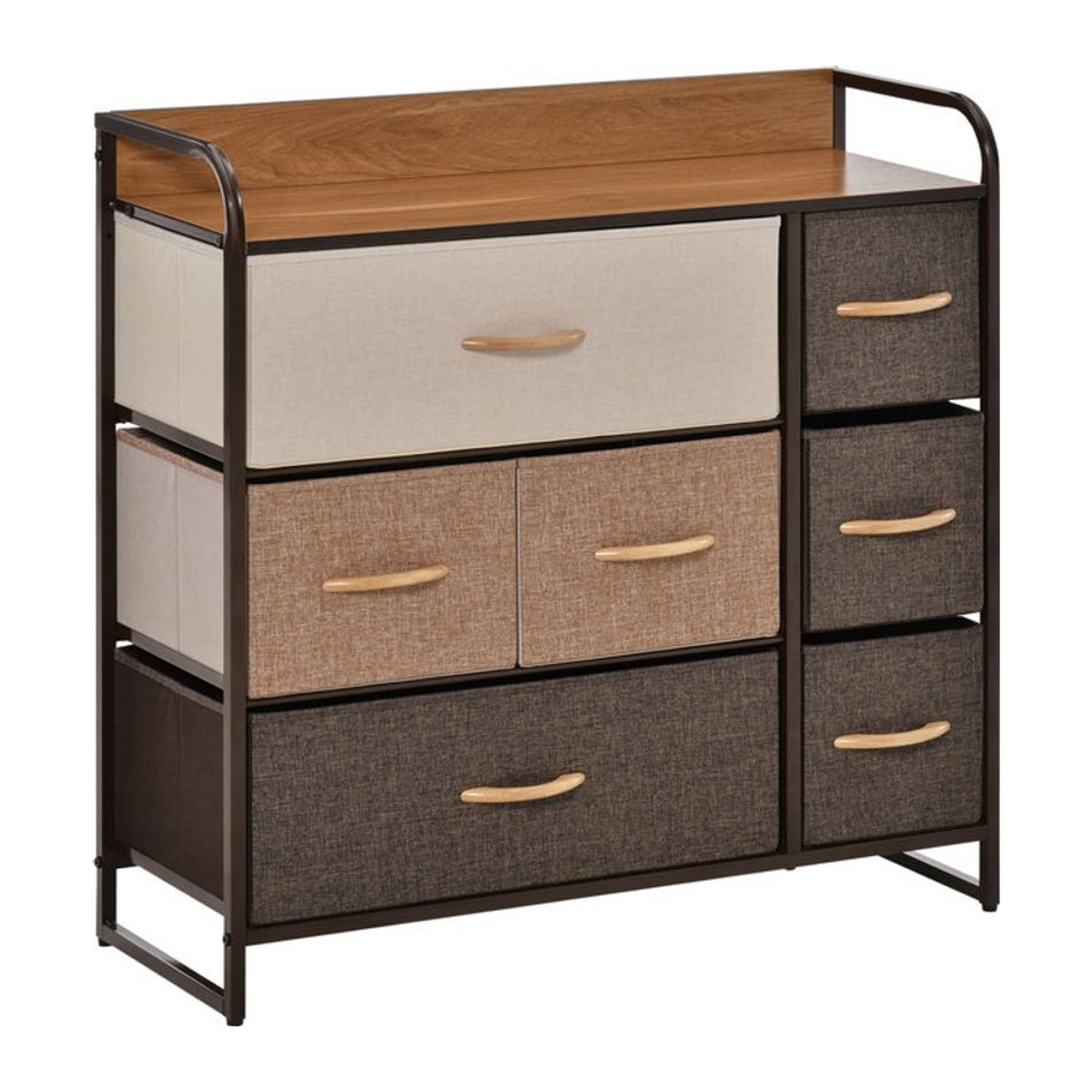 HOMCOM Wäschekommode mit 7 Stoffklappschubladen und schwarzem Stahlgestell, Multicolor, B/T/H: 29 x 80 x 78,5 cm - Bild 1