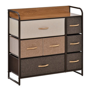 HOMCOM Wäschekommode mit 7 Stoffklappschubladen und schwarzem Stahlgestell, Multicolor, B/T/H: 29 x 80 x 78,5 cm