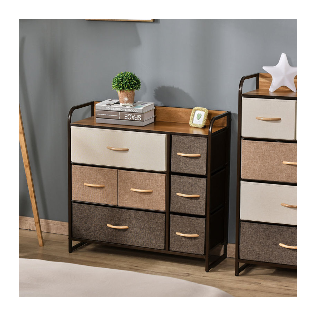 HOMCOM Wäschekommode mit 7 Stoffklappschubladen und schwarzem Stahlgestell, Multicolor, B/T/H: 29 x 80 x 78,5 cm - Bild 2