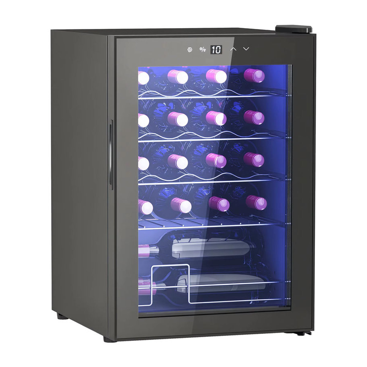 HOMCOM Weinkühlschrank aus Metall und Glas in Schwarz, Modern, B: 43 cm, T: 45 cm, H: 64 cm - Bild 2