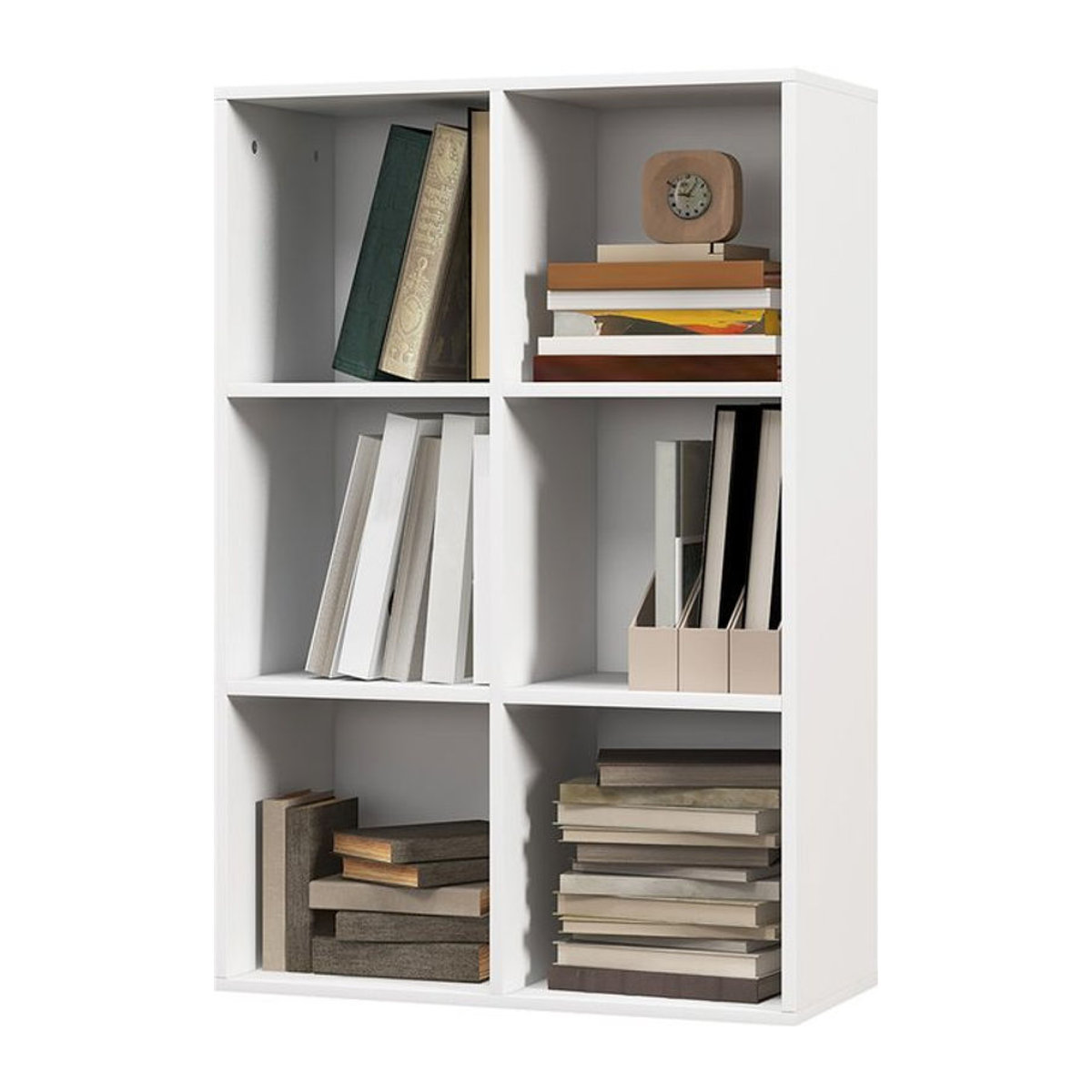 HOMCOM Würfelregal mit 6 Fächern aus Holz in Weiß, minimalistischer Raumteiler für Wohnzimmer, Schlafzimmer und Büro, B/T/H: 65,5 x 30 x 97,5 cm - Bild 1
