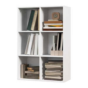 HOMCOM Würfelregal mit 6 Fächern aus Holz in Weiß, minimalistischer Raumteiler für Wohnzimmer, Schlafzimmer und Büro, B/T/H: 65,5 x 30 x 97,5 cm