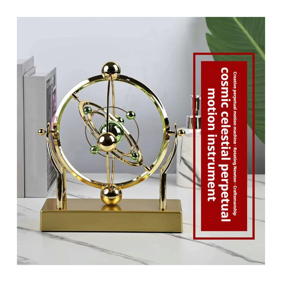 Home Decor Crafts Celestial Orbit Pendel Gold Metall Kinetische Kunst-Schreibtischdekoration Astronomie-Modell Geometrische Skulptur - Bild 2