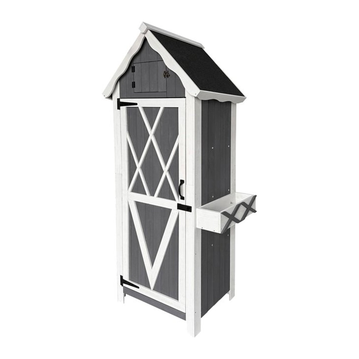 HOME DELUXE Holz-Gartenschrank YANA XL aus Massivholz in Grau oder Weiß mit verstellbaren Regalböden und Scharniertüren - Bild 1