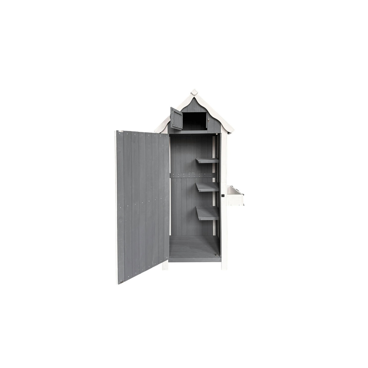 HOME DELUXE Holz-Gartenschrank YANA XL aus Massivholz in Grau oder Weiß mit verstellbaren Regalböden und Scharniertüren - Bild 3