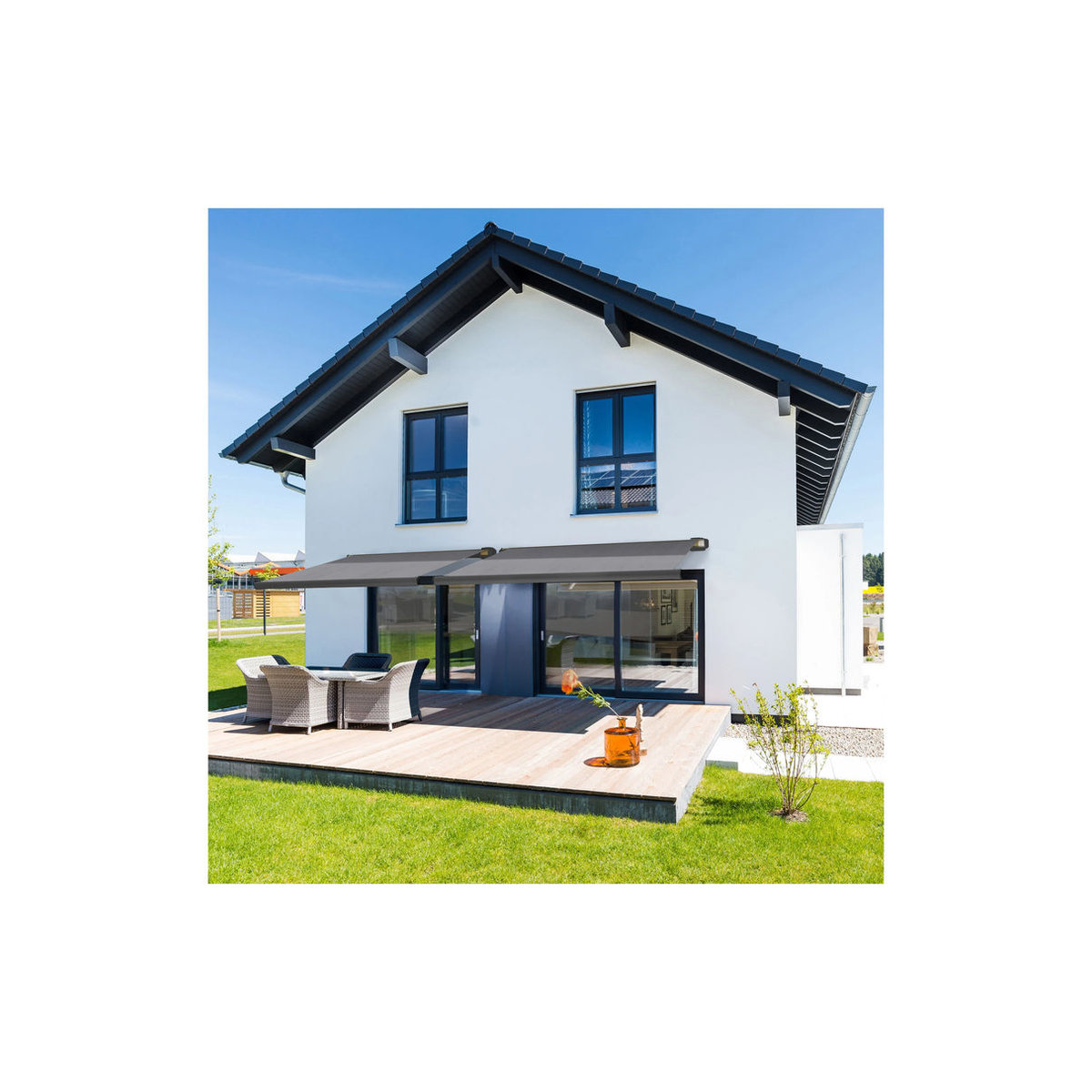 HOME DELUXE LED Vollkassettenmarkise ELOS elektrisch in Anthrazit, B: 350 cm, Ausladung: 250 cm - Bild 1