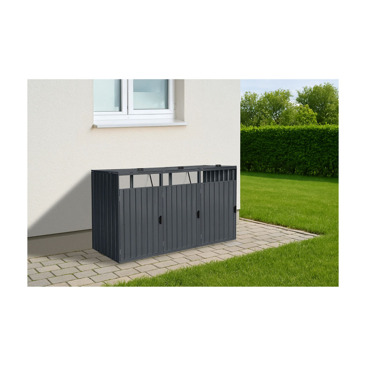 Home Deluxe Mülltonnenbox CUBO für 3 x 240 L in Grau - Bild 2