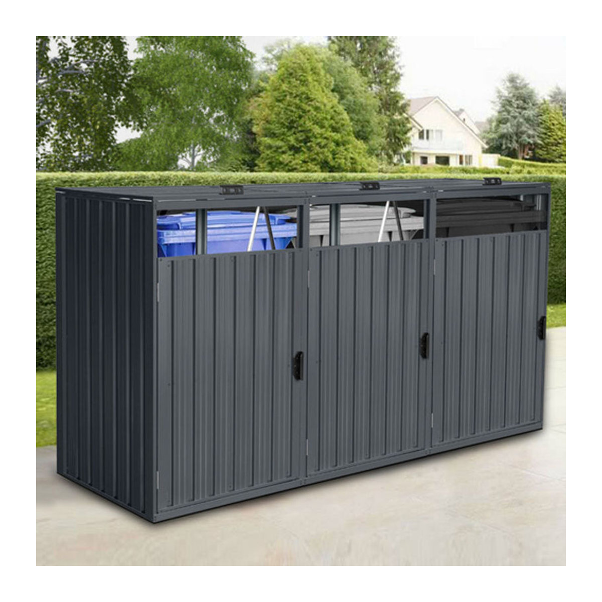 Home Deluxe Mülltonnenbox CUBO für 3 x 240 L in Grau - Bild 3