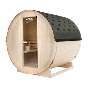 HOME DELUXE Outdoor Fasssauna LAHTI L aus Fichtenholz in Beige für 4 Personen, B/H: 194,8 x 191,7 cm
