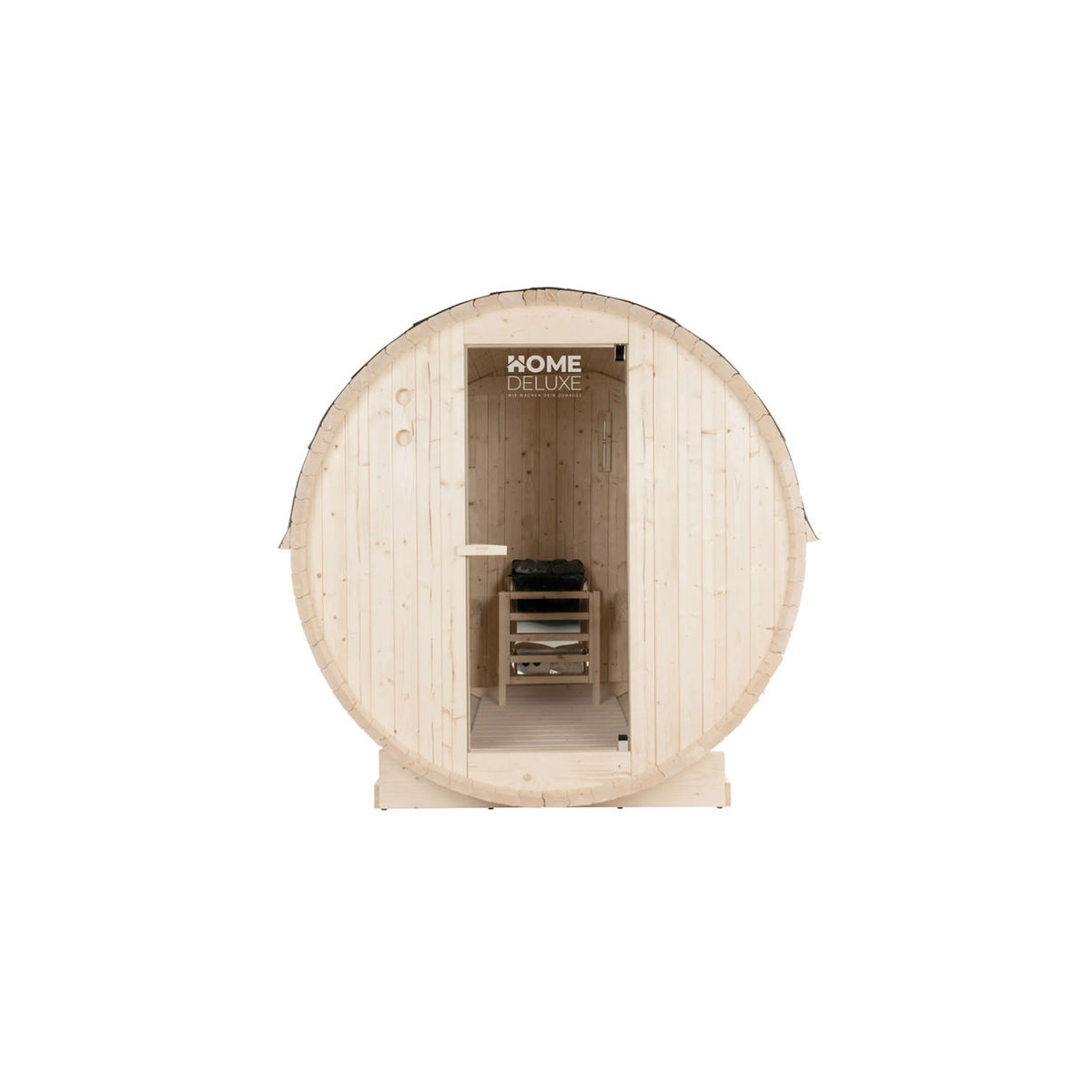 HOME DELUXE Outdoor Fasssauna LAHTI L aus Fichtenholz in Beige für 4 Personen, B/H: 194,8 x 191,7 cm - Bild 3