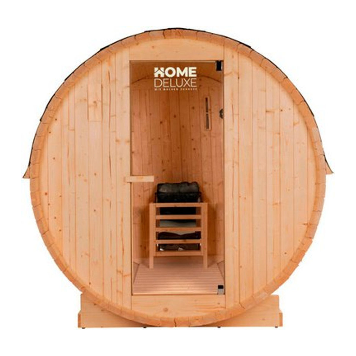 HOME DELUXE Outdoor Fasssauna LAHTI L aus Fichtenholz in Beige für 4 Personen, B/H: 194,8 x 191,7 cm - Bild 4