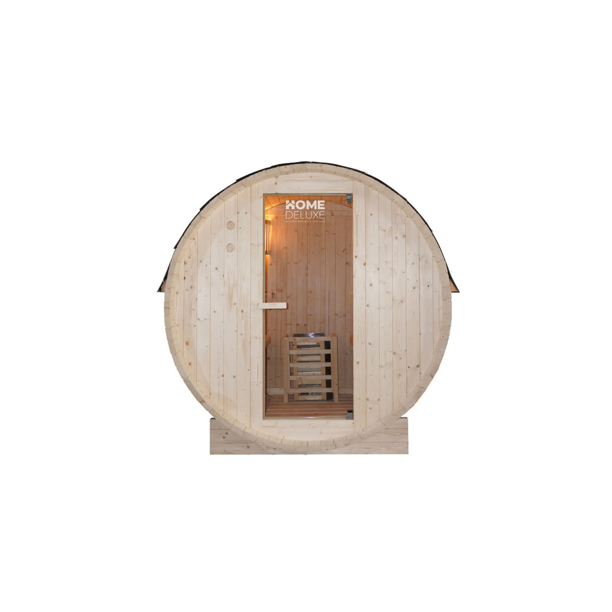 HOME DELUXE Outdoor Fasssauna LAHTI M aus Fichtenholz in Natur/Beige mit Saunaofen und Zubehör, B/T/H: 185 x 120 x 185 cm - Bild 3
