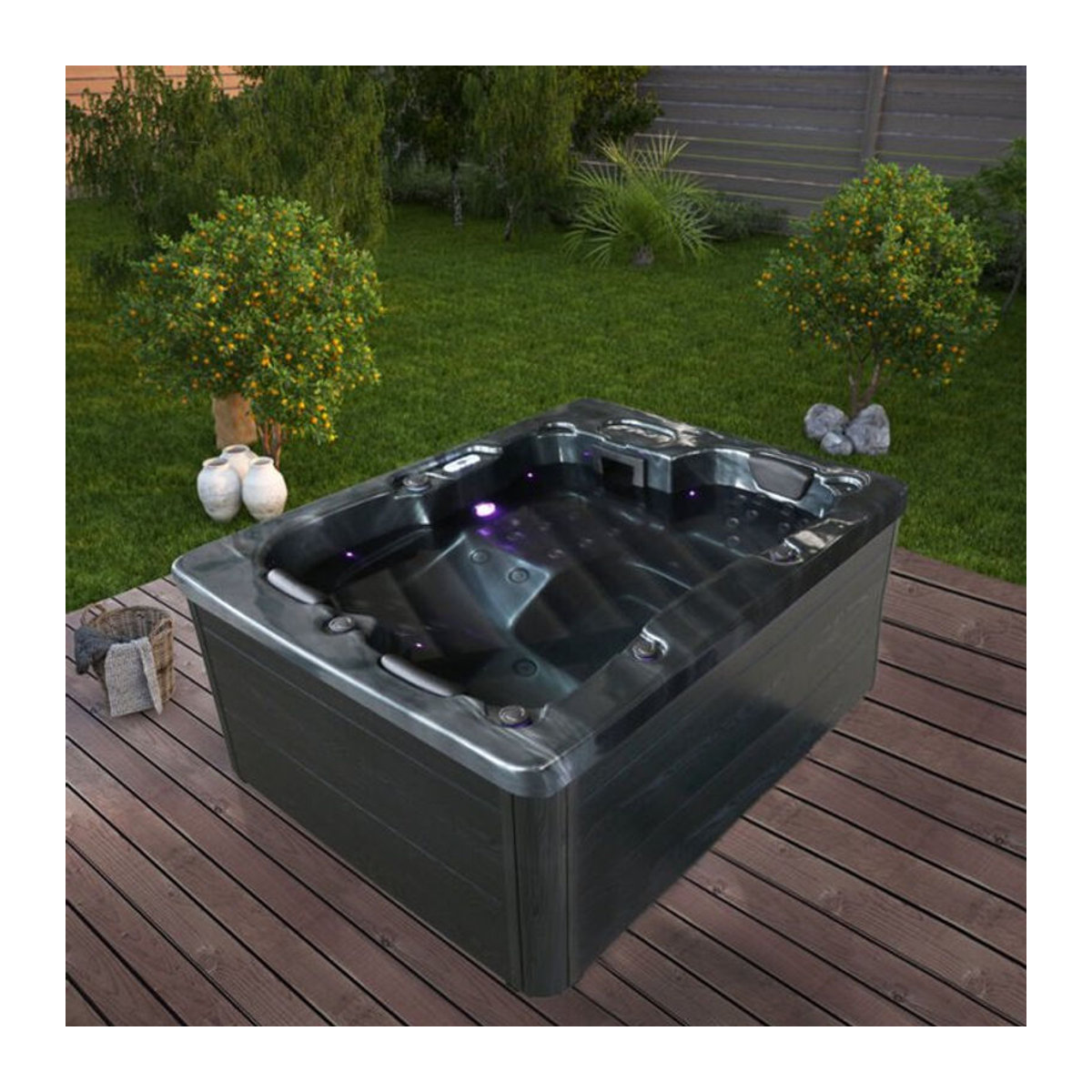 Home Deluxe Outdoor Whirlpool Black Marble Pure in Schwarz aus Mineralguss mit Marmor-Optik - Bild 2