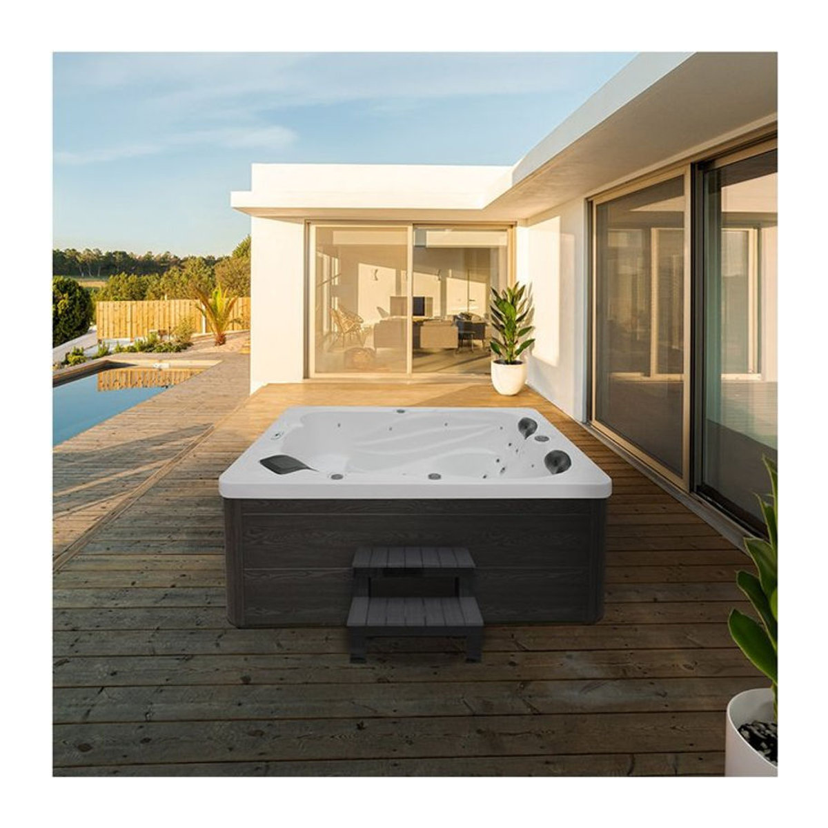 Home Deluxe Outdoor Whirlpool Marble Deluxe in Weiß, Anthrazit oder Grau aus Kunststoff - Bild 1