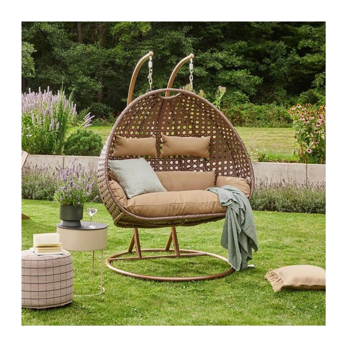 HOME DELUXE Polyrattan Hängesessel TWIN für 2 Personen in Braun - Bild 3