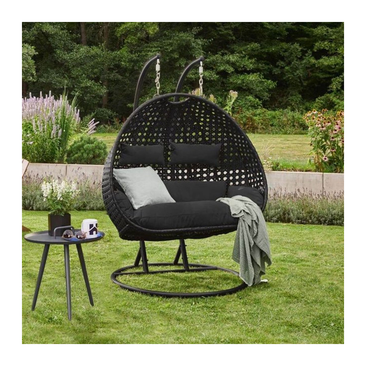 Home Deluxe Polyrattan Hängesessel TWIN in Schwarz - Bild 4