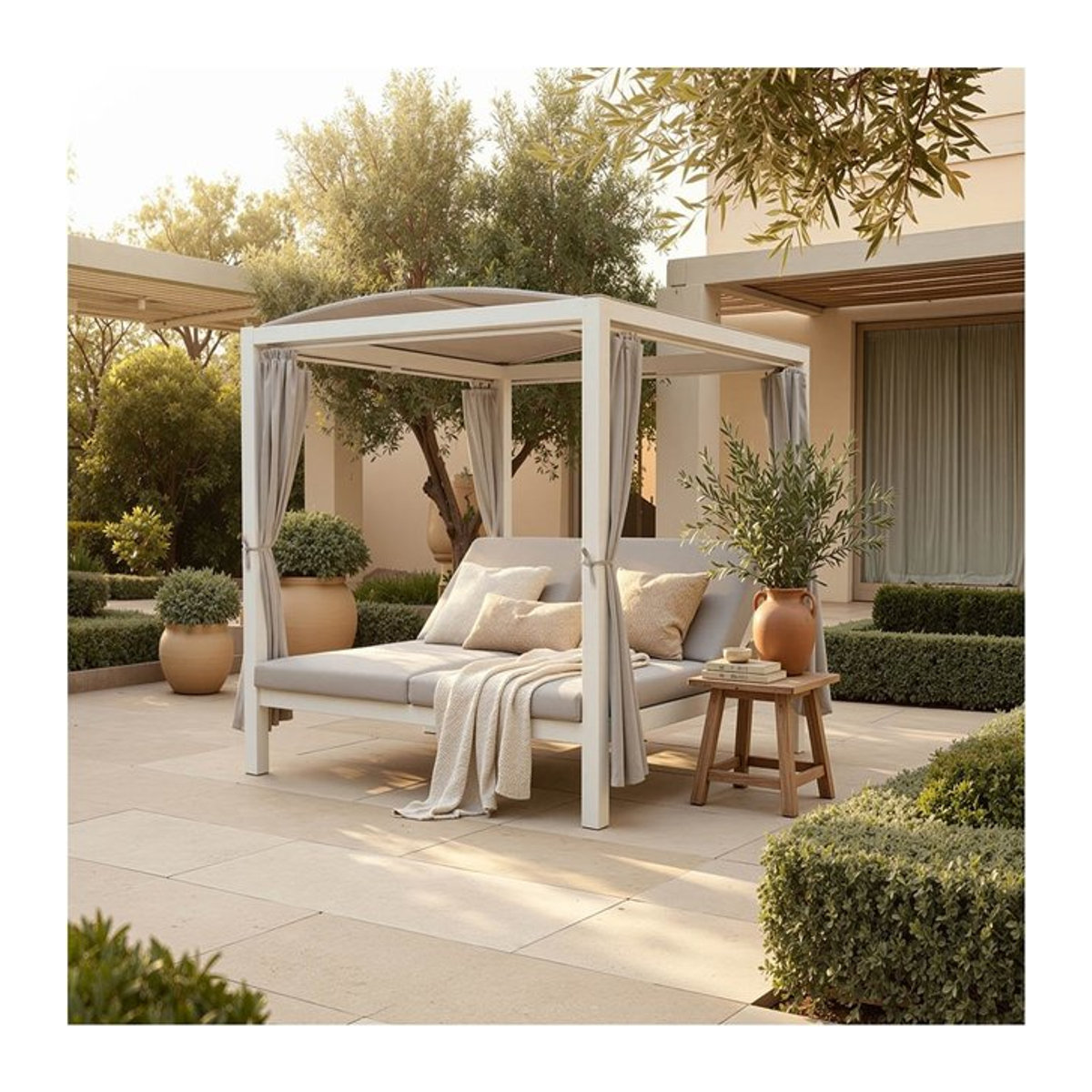 HOME DELUXE Sonnenliege LYON Gartenliege Weiß B: 208 cm, T: 188 cm - Bild 1