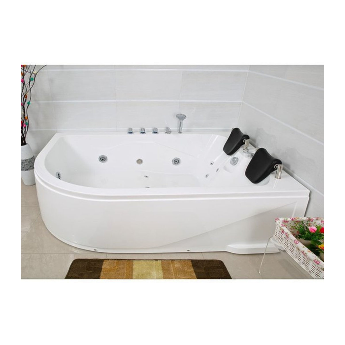 Home Deluxe Whirlpool Blue Ocean XL für 2 Personen, Weiß/Blau, B/T/H: 180 x 120 x 65 cm, Anschlag links - Bild 1