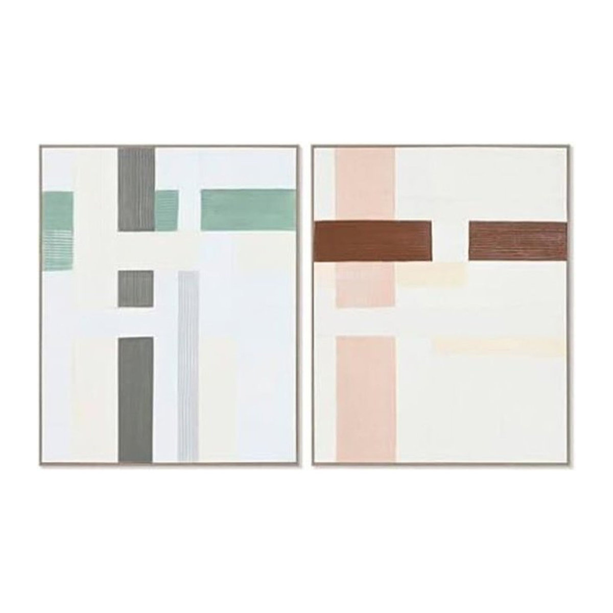 HOME ESPRIT Urbain Wanddeko Set aus 2 abstrakten und geometrischen Tableaus in Multicolore, B/H/T: 82,2 x 102 x 4,5 cm - Bild 1