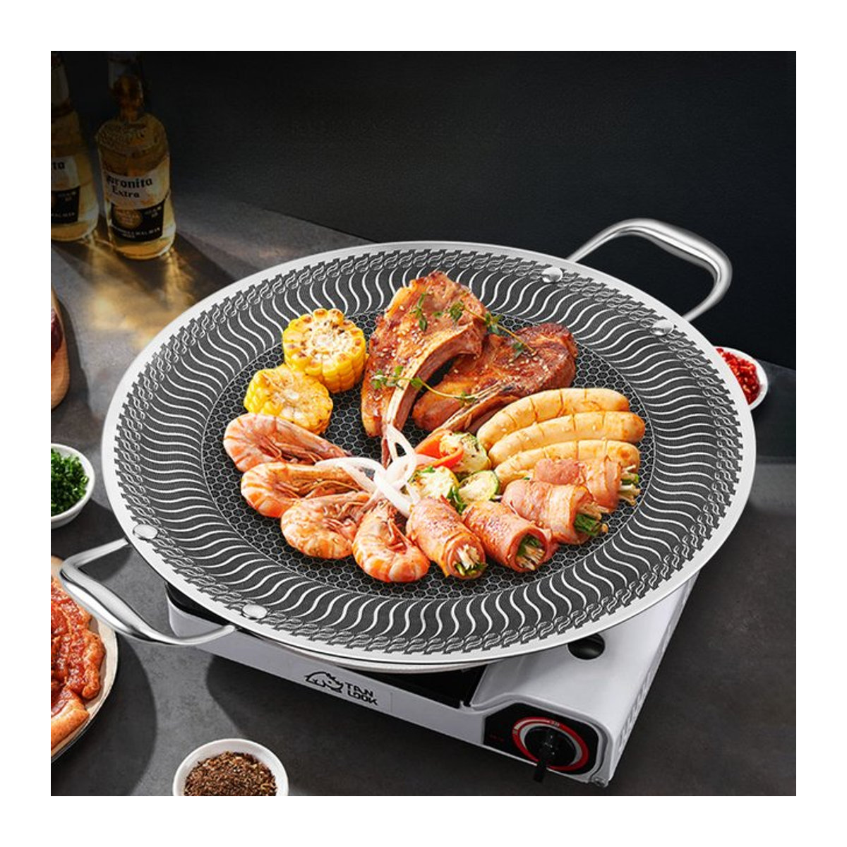 Home Outdoor-Grillplatte aus Edelstahl im koreanischen Teppanyaki-Stil für Induktionsherde und offenes Feuer - Bild 1