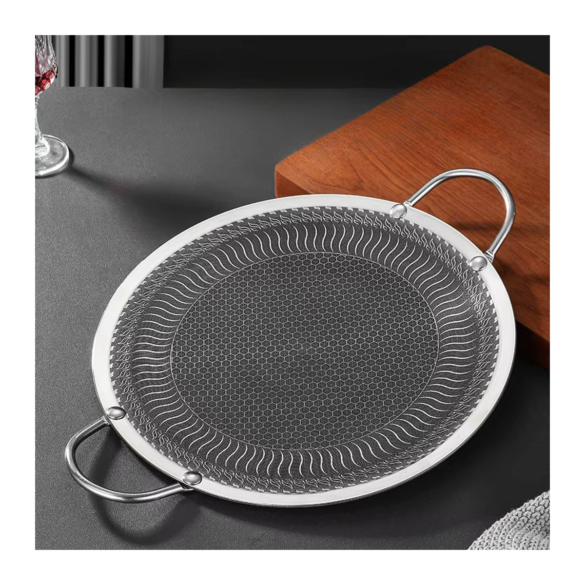 Home Outdoor-Grillplatte aus Edelstahl im koreanischen Teppanyaki-Stil für Induktionsherde und offenes Feuer - Bild 2