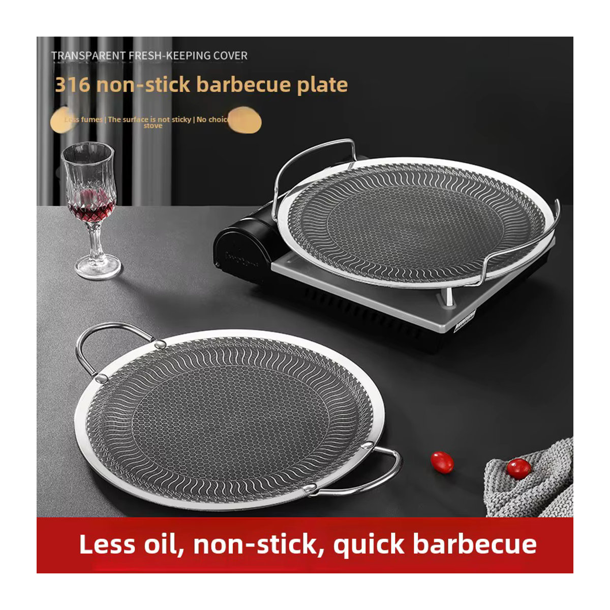 Home Outdoor-Grillplatte aus Edelstahl im koreanischen Teppanyaki-Stil für Induktionsherde und offenes Feuer - Bild 3