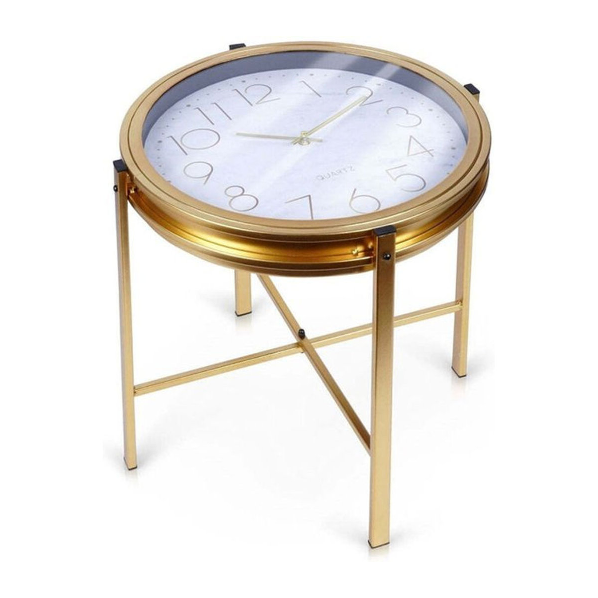 HOME STYLING Couchtisch aus Metall in Gold mit integrierter Uhr und modernem Design, rund - Bild 1