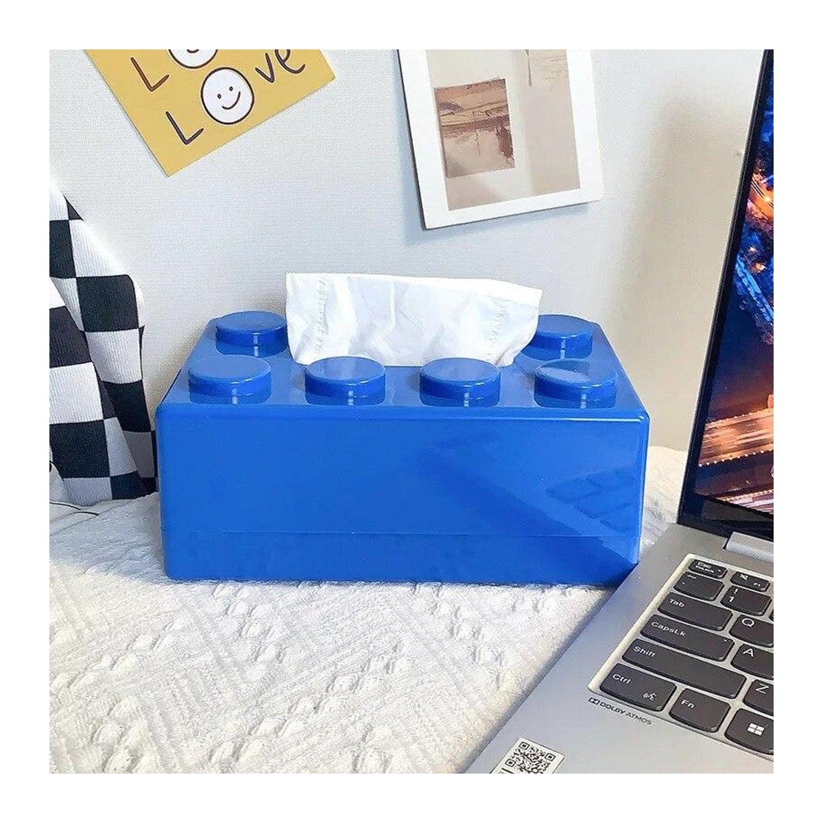 Home Whispers Taschentuchbox in Baustein-Form, Organizer für das Badezimmer, Blau - Bild 4