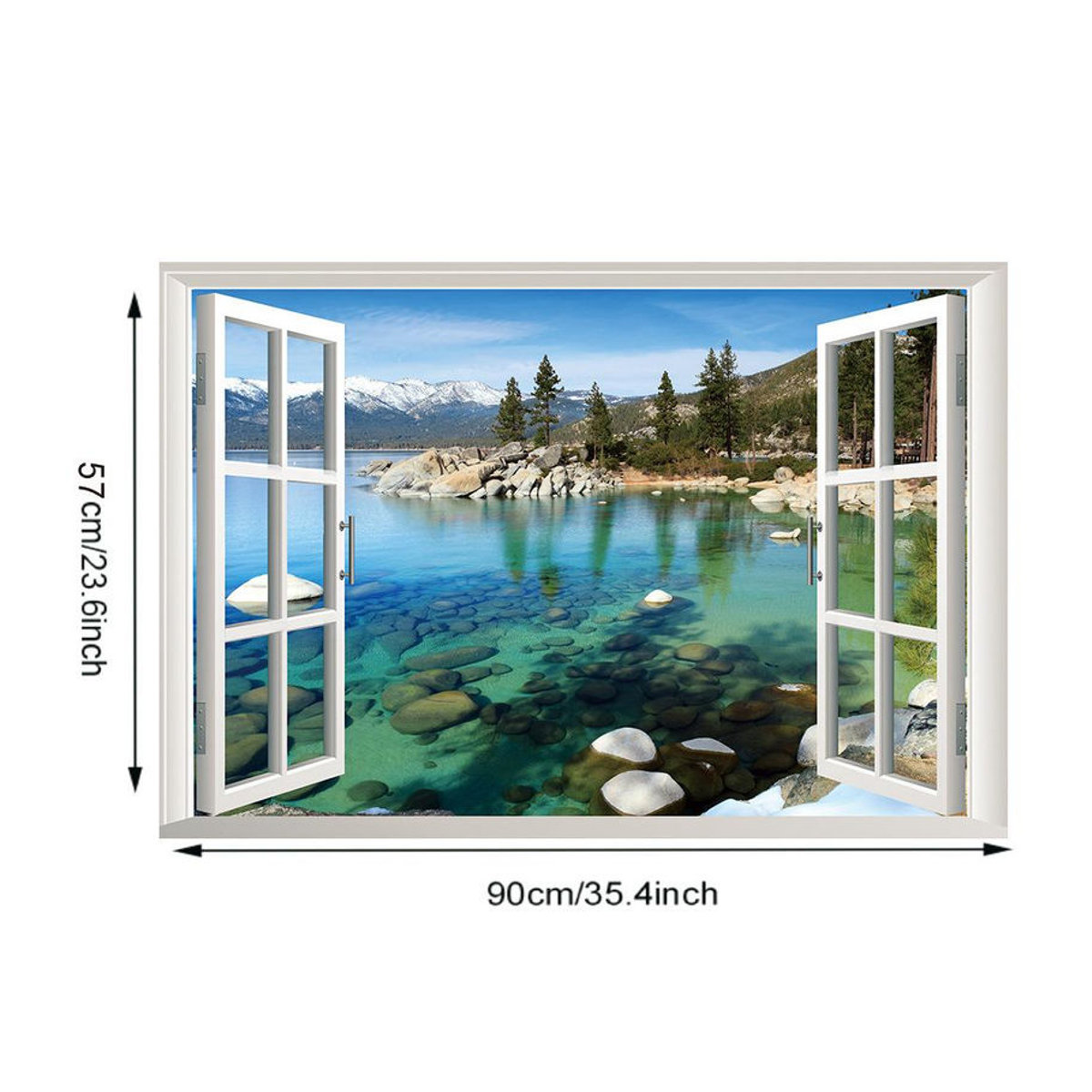 Home with love 3D Berg und Wald Wandaufkleber mit natürlicher Landschaft als Fenster-Optik, mehrfarbig, B: 57 cm, H: 90 cm - Bild 3
