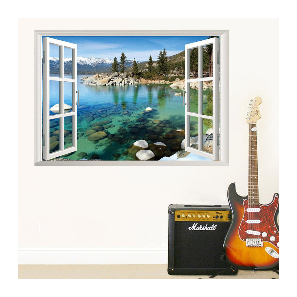 Home with love 3D Berg und Wald Wandaufkleber mit natürlicher Landschaft als Fenster-Optik, mehrfarbig, B: 57 cm, H: 90 cm - Bild 7