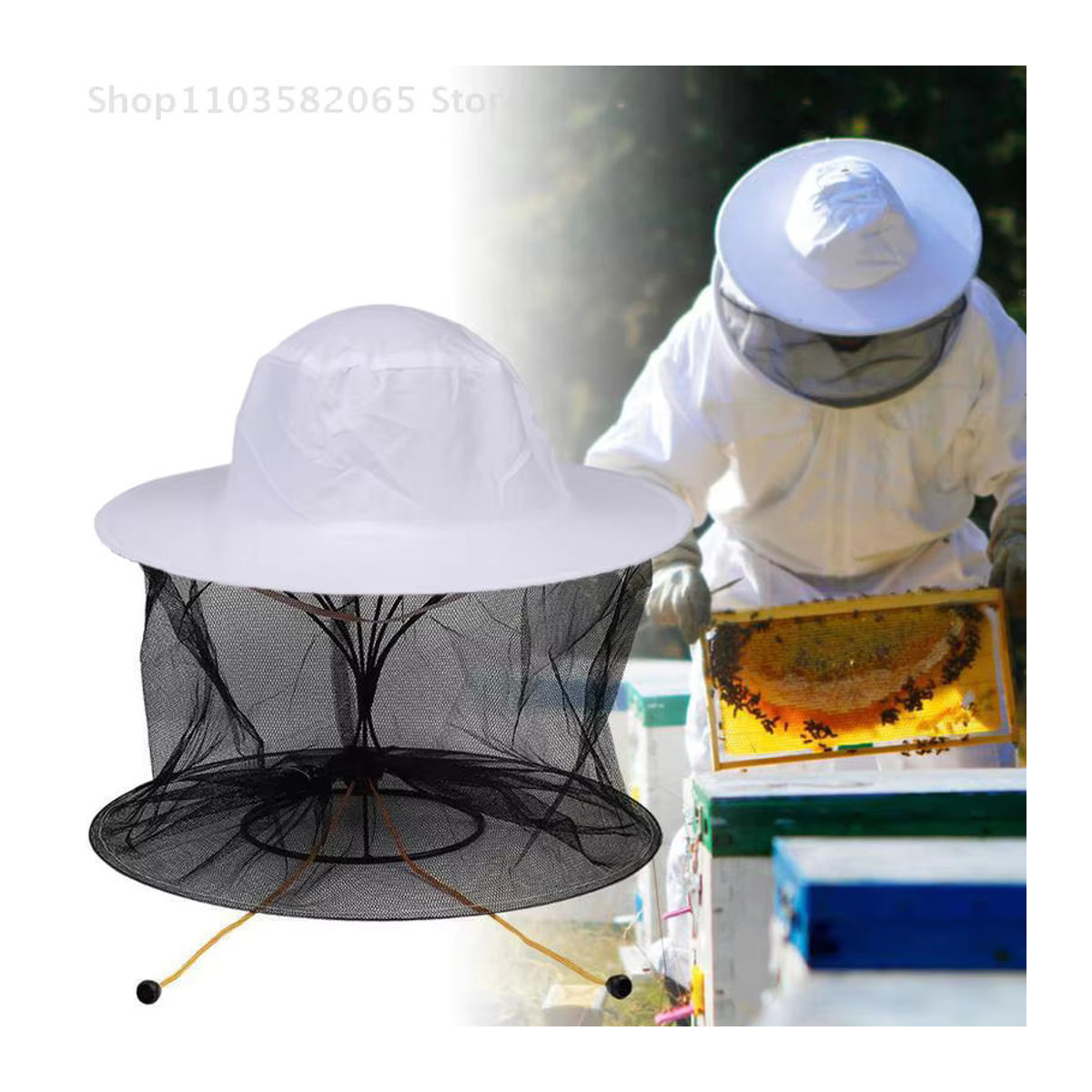 Homeclub Store Bienensicherer Schutzhut mit Insekten-Mesh-Maske in Weiß, Durchmesser: 40 cm - Bild 2