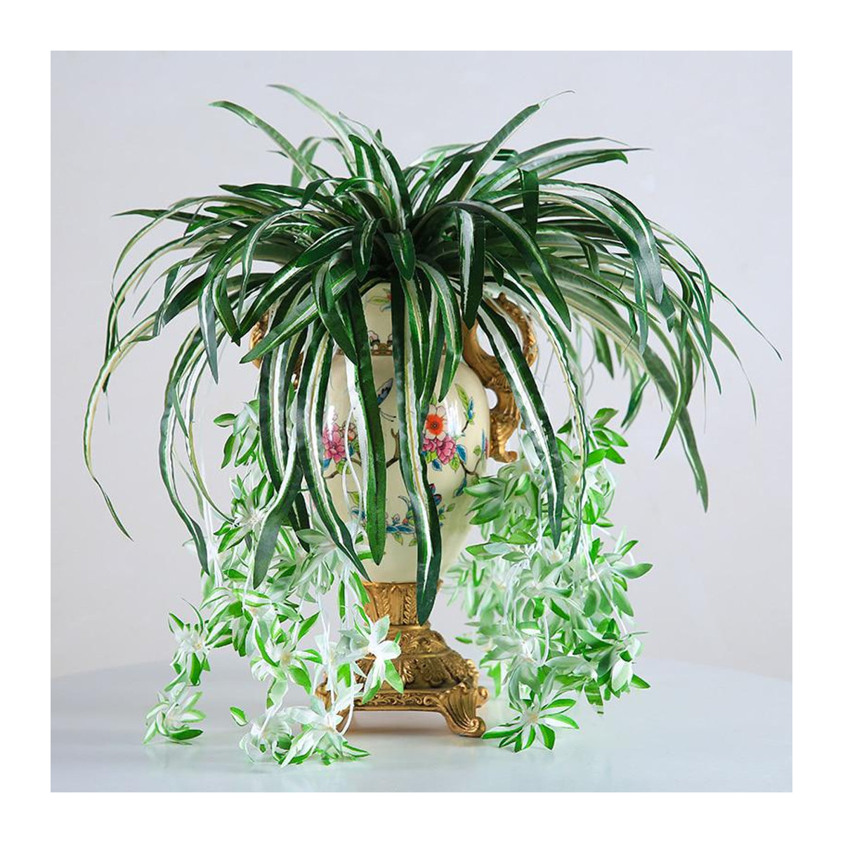 Homelife03 Künstliche Chlorophytum Hängepflanze in Grün, 65 cm Wandbehang aus Kunststoff - Bild 3