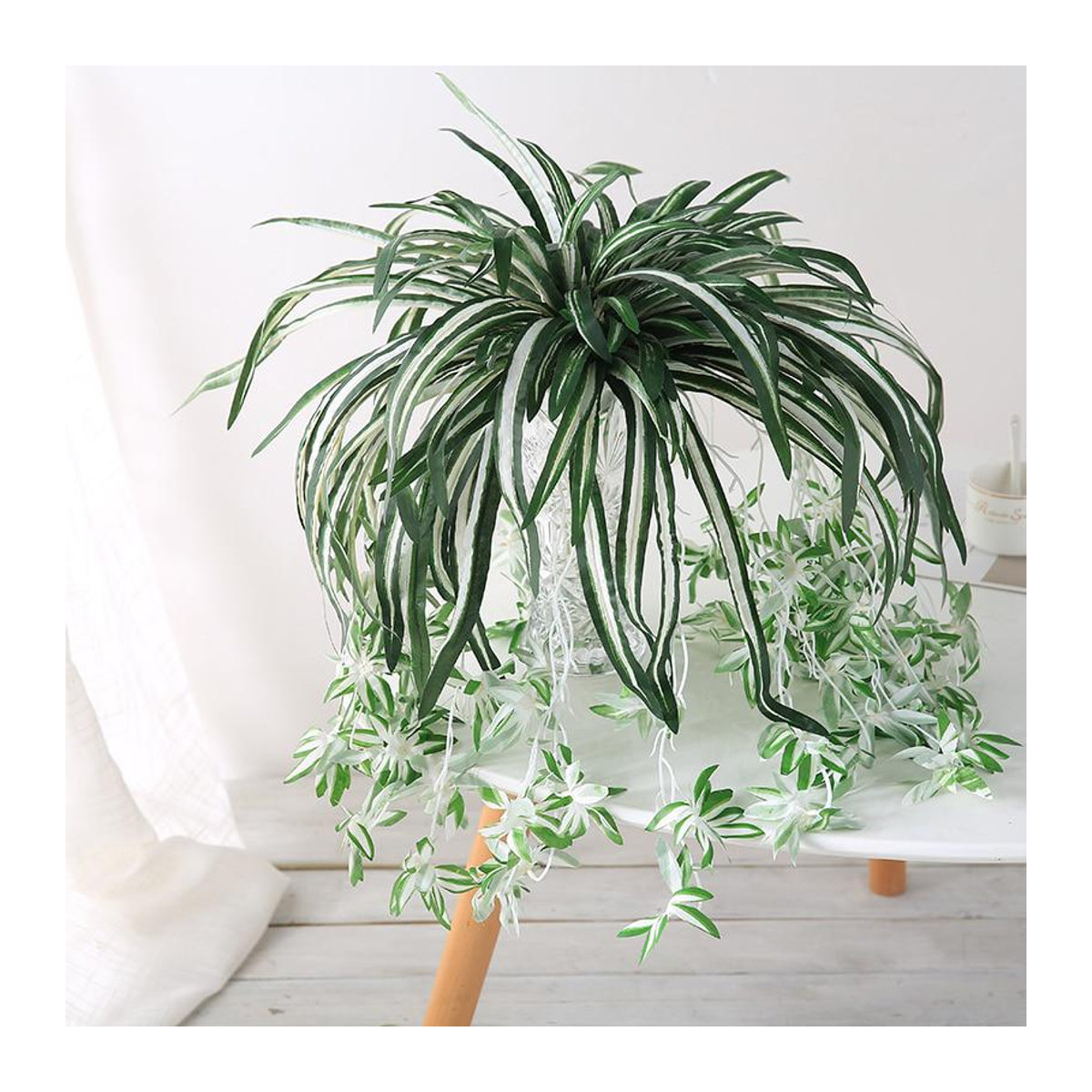 Homelife03 Künstliche Chlorophytum Hängepflanze in Grün, 65 cm Wandbehang aus Kunststoff - Bild 5