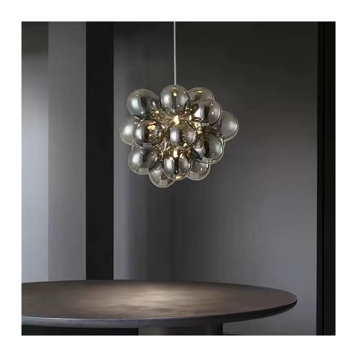 HomeLover Brutto Grande Pendelleuchte LED aus Glas und Stoff in Silber Modernes Design - Bild 2