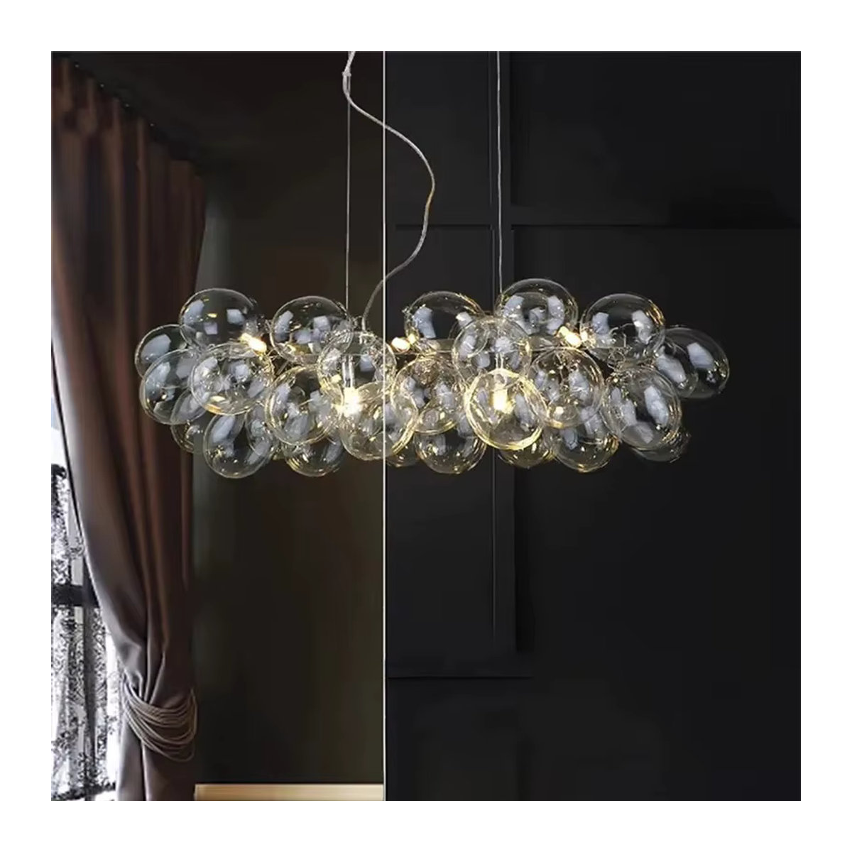 HomeLover Brutto Grande Pendelleuchte LED aus Glas und Stoff in Silber Modernes Design - Bild 4