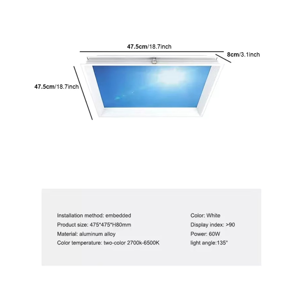 HomeLover Deckenlampe Blauer Himmel in Blau und Weiß aus Aluminium für Badezimmer, Küche oder Kinderzimmer im minimalistischen Design - Bild 3