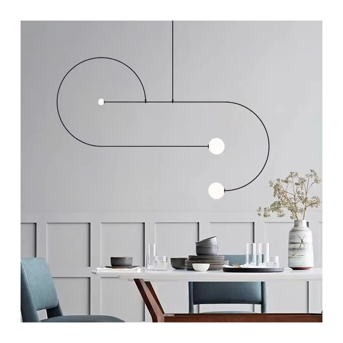 HomeLover Kronleuchter im skandinavischen Design aus Metall, modern und minimalistisch, Schwarz-Gold - Bild 2