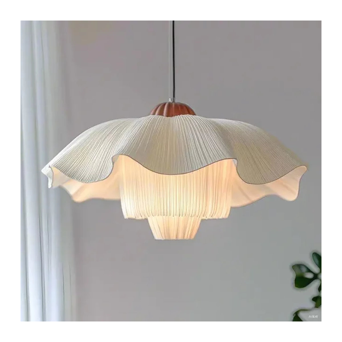HomeLover Kronleuchter in skandinavischer Blütenblattform, Farbe Beige, warmweißes Licht - Bild 1