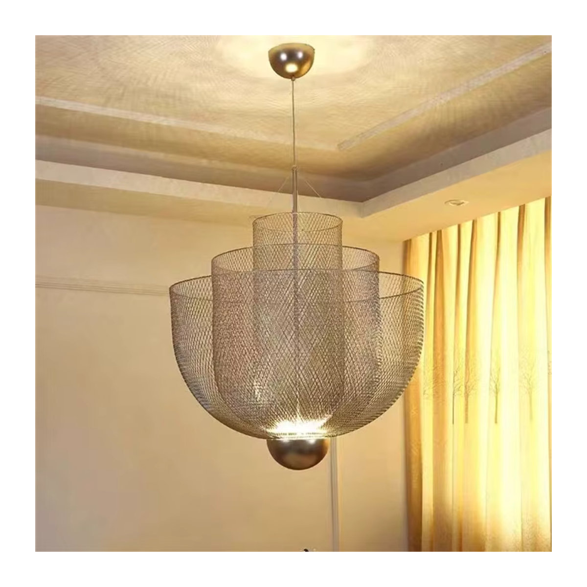 HomeLover Meshmatics Pendelleuchte aus Metall im Vogelkäfig-Design, LED dimmbar, Gold oder Silber - Bild 2