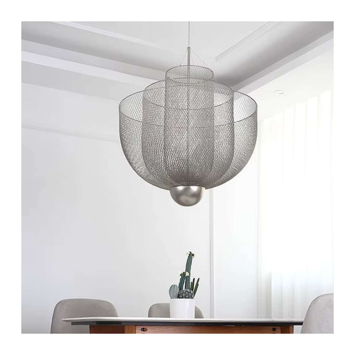 HomeLover Meshmatics Pendelleuchte aus Metall im Vogelkäfig-Design, LED dimmbar, Gold oder Silber - Bild 3