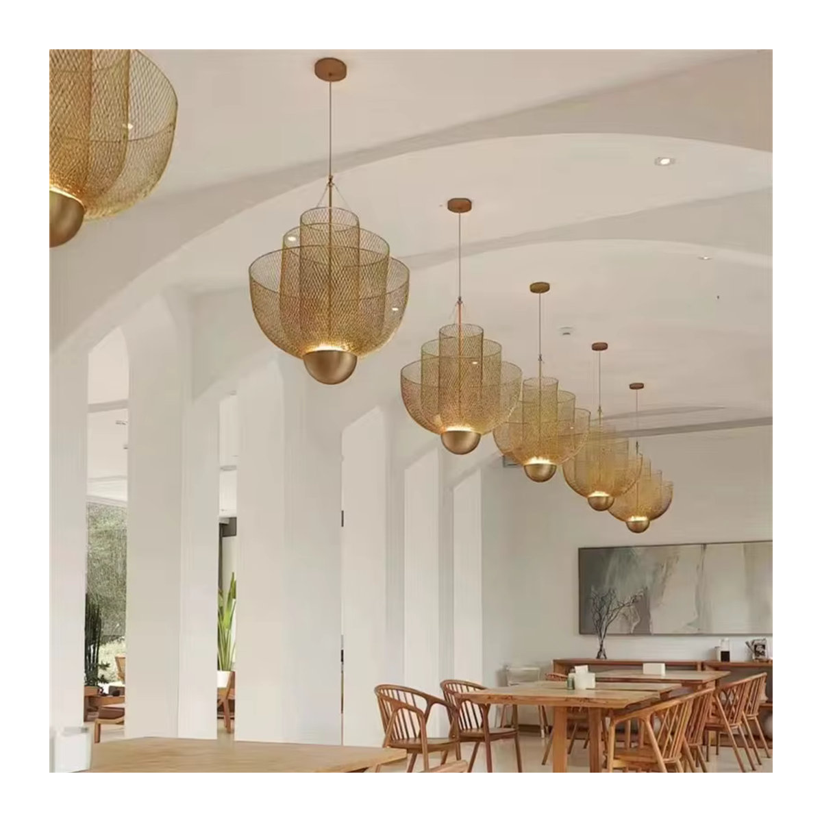 HomeLover Meshmatics Pendelleuchte aus Metall im Vogelkäfig-Design, LED dimmbar, Gold oder Silber - Bild 4