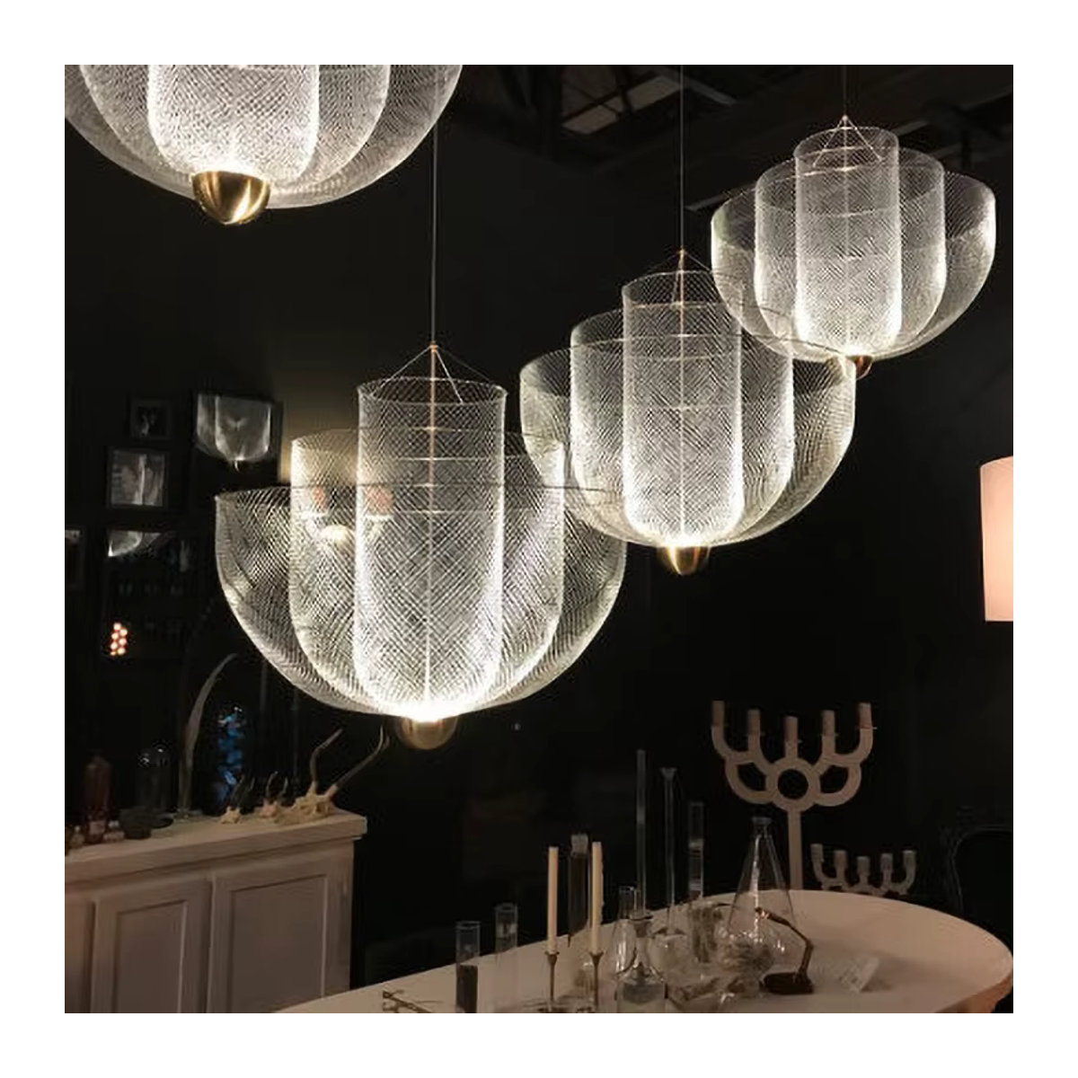 HomeLover Meshmatics Pendelleuchte aus Metall im Vogelkäfig-Design, LED dimmbar, Gold oder Silber - Bild 5